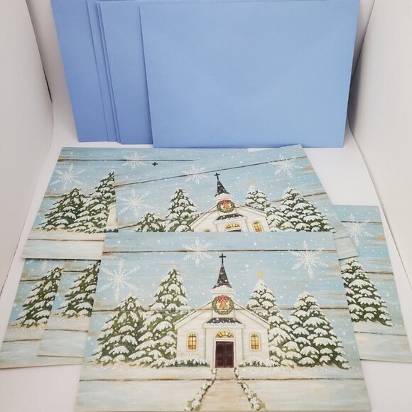Lot of 6 Paper Magic Group Glitter Church Christmas Holiday Cards with Envelopes - Picture 1 of 5